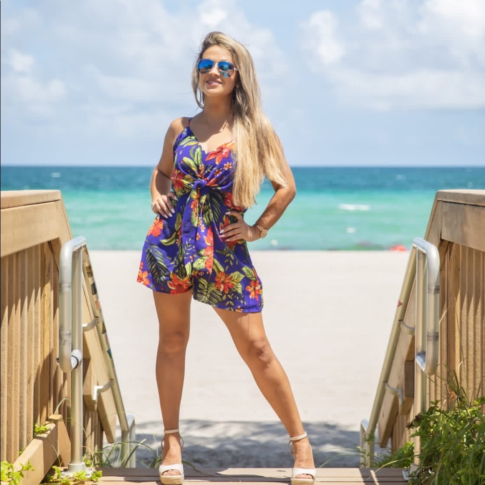 New Women Flower Print Romper